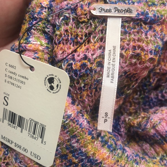 NWT Free People Blair Space Dyed High Neck Sweater in Candy Combo- size S - Picture 5 of 5